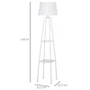 Lâmpada de pé Tripé de metal Soquete E27 de Máximo 40W com tela de linho e prateleira de 2 níveis 35,5×35,5×158 cm Branco