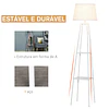 Lâmpada de pé Tripé de metal Soquete E27 de Máximo 40W com tela de linho e prateleira de 2 níveis 35,5×35,5×158 cm Branco