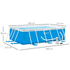 Piscina Desmontável Tubular 340x215x80cm Piscina Retangular de Exterior com Purificador 4.000L/H Mangueiras de Comprimento 100cm e Estrutura de Aço 4200L Azul