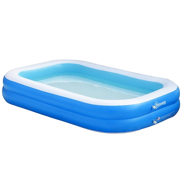 Piscina Inflável Retangular 1300 Litros 262x176x56cm para 1-2 Pessoas Piscina Insuflável para Adultos e Crianças para Jardim Pátio Exterior Azul