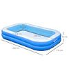 Piscina Inflável Retangular 1300 Litros 262x176x56cm para 1-2 Pessoas Piscina Insuflável para Adultos e Crianças para Jardim Pátio Exterior Azul