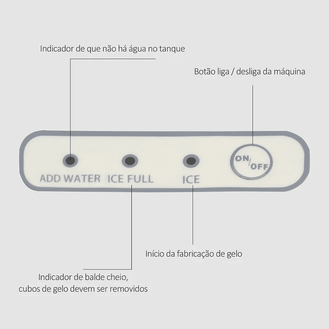 Máquina de gelo Silencioso Potência 120W Capacidade 12kg com Tela LCD Tanque de 1.8L Limpeza automática 31,5x23x32,5 cm preto