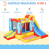 Castelo Insuflável com 2 Escorregas Trampolim e Piscina para Crianças acima de 3 Anos com Inflador e Bolsa de Transporte para Interior Exterior 330x265x185cm Multicor