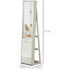 Joalheiro de Pé Armário para Joias com 6 Luzes LED Fechadura Organizador de Joias com Prateleiras Suportes para Anéis 38x38x157cm Branco