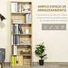 Estante para Livros com 4 Compartimentos Abertos e 1 Armário com 2 Prateleiras Armazenamento Livros Plantas para Sala de Estar Escritório 59x29x180cm Natural