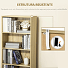 Estante para Livros com 4 Compartimentos Abertos e 1 Armário com 2 Prateleiras Armazenamento Livros Plantas para Sala de Estar Escritório 59x29x180cm Natural