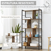 Estante para Livros de 4 Níveis com 8 Compartimentos de Armazenamento Estilo Industrial para Sala de Estar Escritório Dormitório 74x30x157,5cm Marrom Rústico