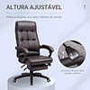 Cadeira de escritório ergonômica giratória com função de inclinação altura ajustável Apoio de braço e apoio para os pés em couro sintético 65x65x118-125cm marrom