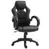 Cadeira de Escritório Ergonómica Cadeira de Escritório Giratória com Altura Ajustável Encosto Alto Estofado em Couro PU e Malha Transpirável 71x61x108-118cm Preto