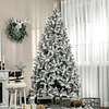 Árvore de Natal Artificial 255cm com Neve Ignífugo com 1300 Ramos Folhas de PVC Base Dobrável Verde