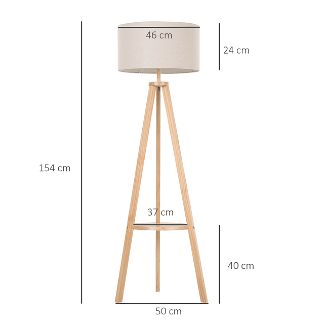 Candeeiro de Pé Moderno com Lâmpadas de E27, 40W e Interruptor de Pé, com Base de Tripé Inoxidável 154cm