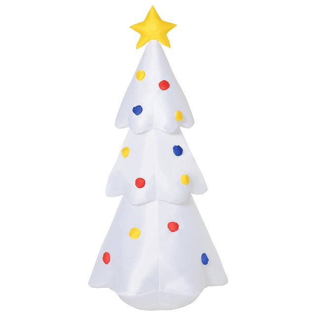 Árvore de Natal Inflável 158cm de Altura com Luzes LED e Inflador Decoração de Natal para Interiores Exteriores 67x61x158cm Branco