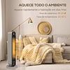 Aquecedor Cerâmico de Torre 1100/2200W com Controlo Remoto Ecrã LED Temporizador de 12h Termostato 3 Modos Ø25x73,5 cm Prata e Preto