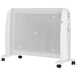 Aquecedor Elétrico 1000W/2000W Aquecedor de Mica com 2 Níveis de Potência e Termostato Regulável 79x27x54 cm Branco