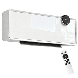 Aquecedor Cerâmico de Parede 1000W/2000W Termóstato Temporizador 54x18,7x12,3 cm Branco