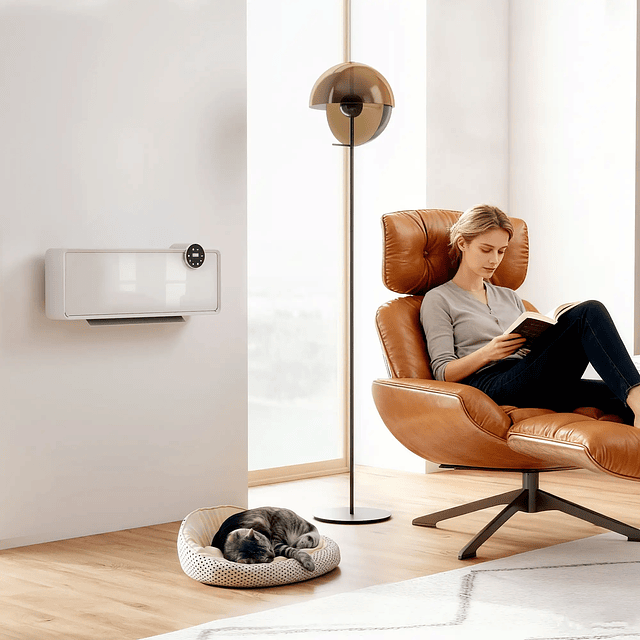 Aquecedor Cerâmico de Parede 1000W/2000W Termóstato Temporizador 54x18,7x12,3 cm Branco