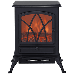 Lareira Elétrica Portátil Lareira Elétrica com Efeito de Chama Realista Potência 1000W/2000W 45x28,5x54cm Preto