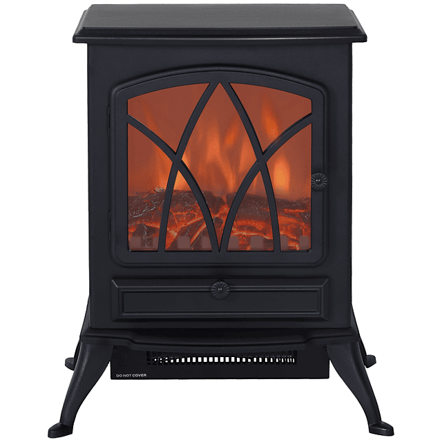 Lareira Elétrica Portátil Lareira Elétrica com Efeito de Chama Realista Potência 1000W/2000W 45x28,5x54cm Preto