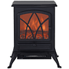 Lareira Elétrica Portátil Lareira Elétrica com Efeito de Chama Realista Potência 1000W/2000W 45x28,5x54cm Preto