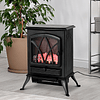 Lareira Elétrica Portátil Lareira Elétrica com Efeito de Chama Realista Potência 1000W/2000W 45x28,5x54cm Preto