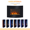 Lareira Elétrica de Parede com Efeito de Chamas Realistas e Luzes LED em 7 Cores Potência 900W/1800W 65x11,4x52cm Preto