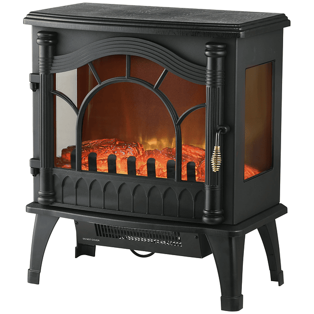 Lareira Elétrica 1000W/2000W com Temperatura Ajustável e Brilho Ajustável para Ambientes 15-30 m² 55x31x58 cm Preto