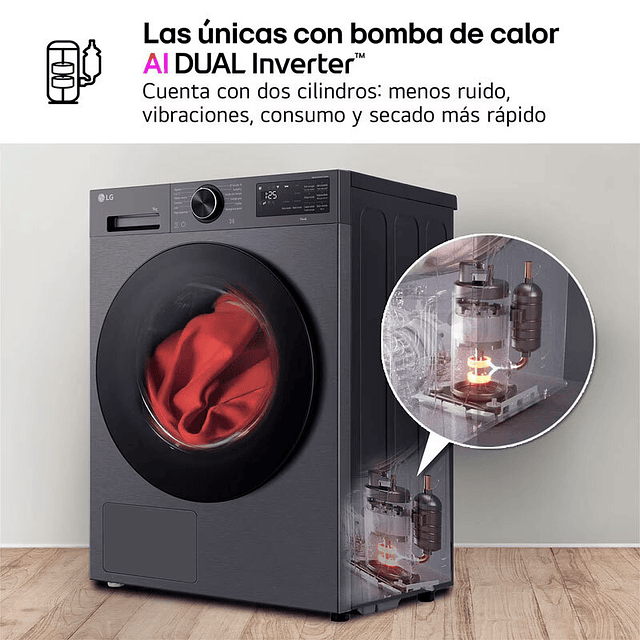 Máquina de Secar Roupa 9Kg LG RHX5009TBB