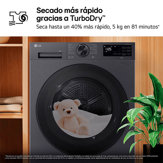 Máquina de Secar Roupa 9Kg LG RHX5009TBB