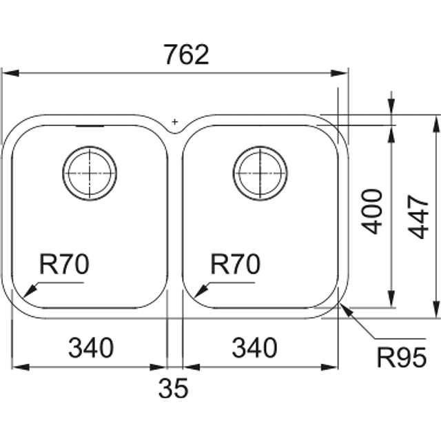 Lava Louça de cuba dupla Smart SRX 120-34-34, Instalação inferior