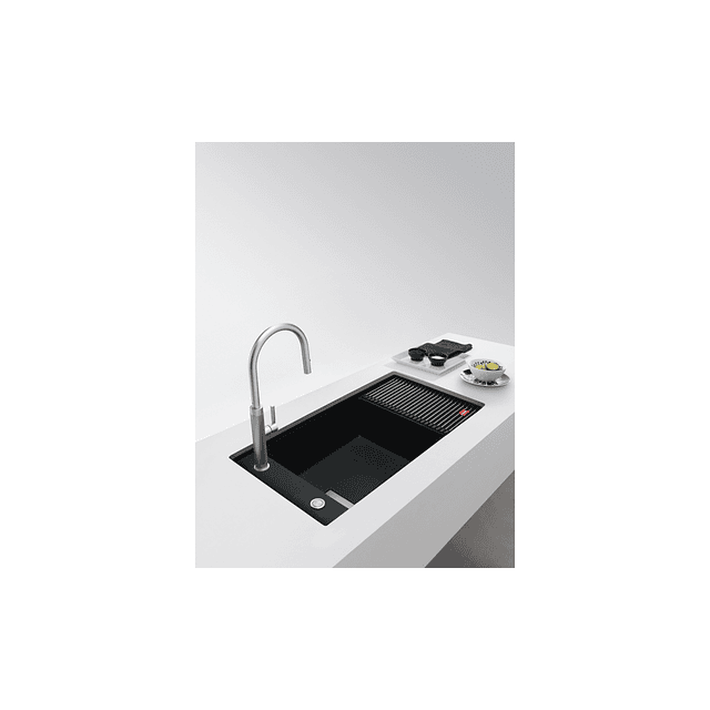 Lava Louça Fresno FSG 211-86 Preto, reversível, Instalação à face / Instalação inferior