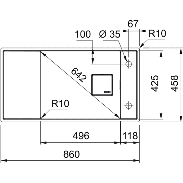 Lava Louça Fresno FSG 211-86 Preto, reversível, Instalação à face / Instalação inferior