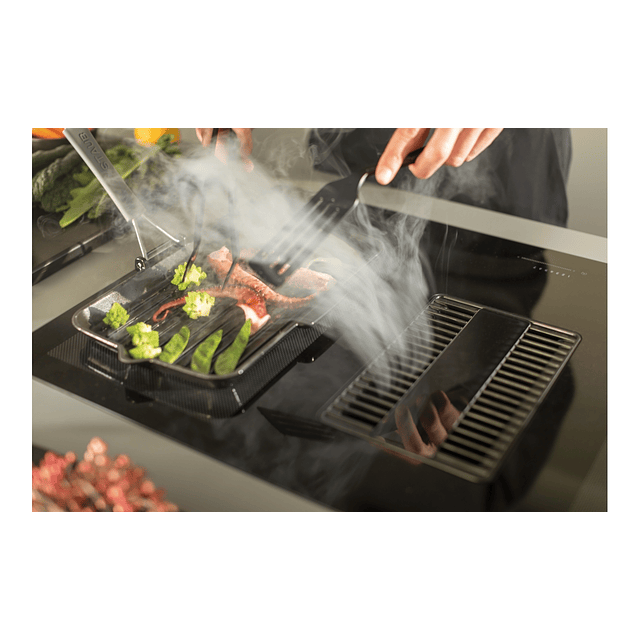 Placa de Indução com exaustor FMY 839 HE, Mythos 2Gether Glass, Classe A+