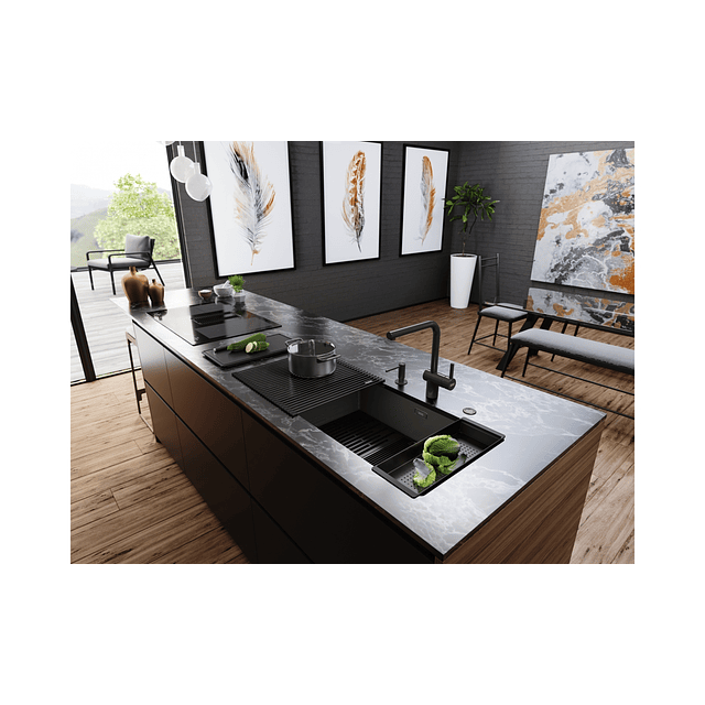 Placa de Indução com exaustor FMY 839 HE, Mythos 2Gether Glass, Classe A+