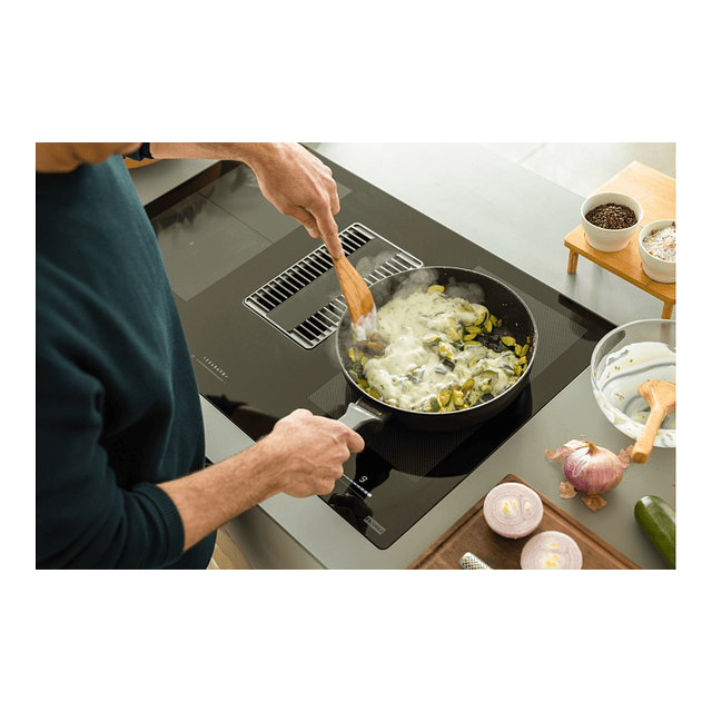 Placa de Indução com exaustor FMY 839 HE, Mythos 2Gether Glass, Classe A+