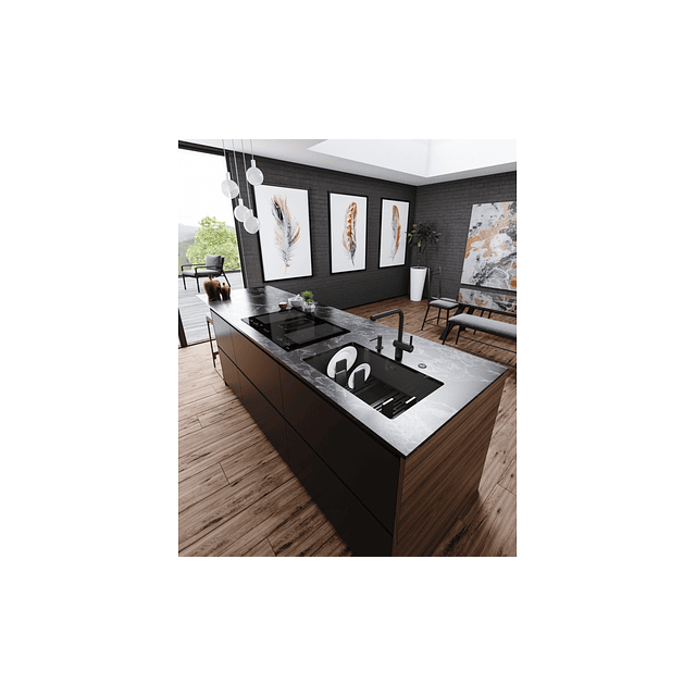 Placa de Indução com exaustor FMY 839 HE, Mythos 2Gether Glass, Classe A+