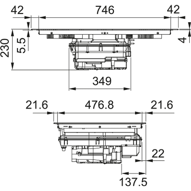Placa de indução com exaustor FMA 8391 HI, Maris 2Gether Steel, 83x52cm, Classe A+