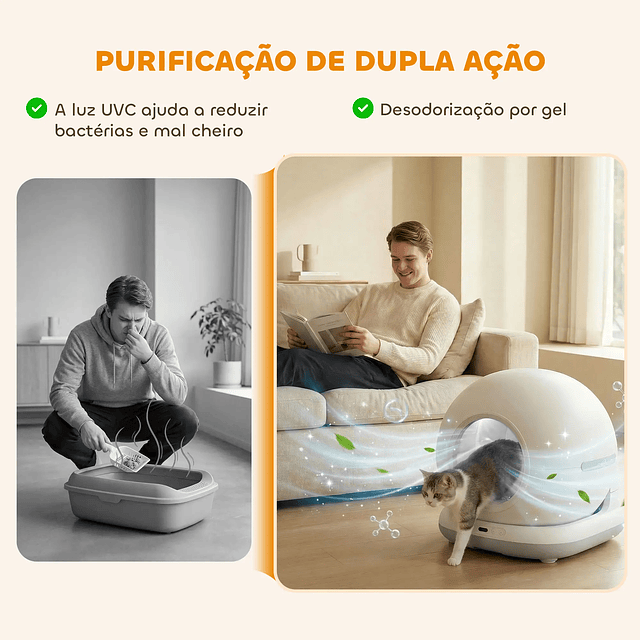 Caixa de Areia Autolimpante Capacidade 7L com Controlo por APP Purificação de Odores Ruído e Sensores de Segurança 58,1x47,5x53 cm Branco e Cinzento