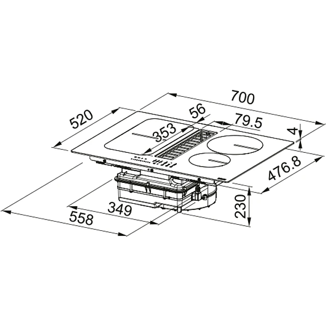 Placa de indução com exaustor Franke, 70x52cm, Smart 2Gether, FSM 709 HI