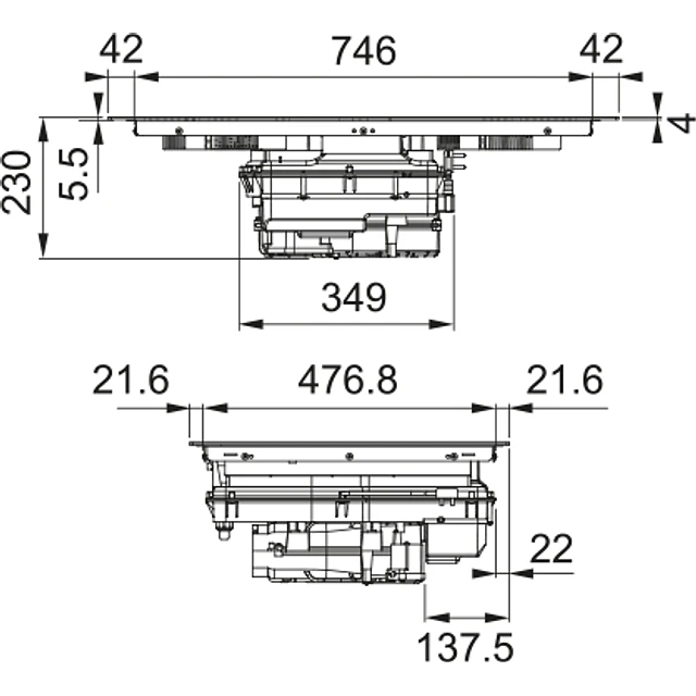 Placa de indução com exaustor Franke FMY 8391 HI, 83x52cm