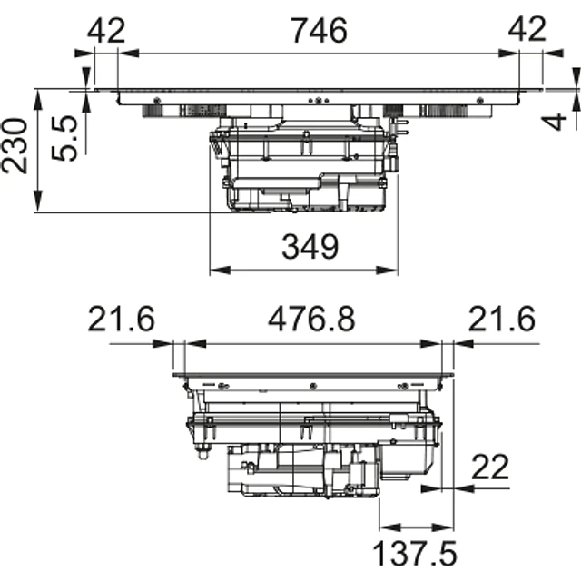 Placa de indução com exaustor Franke FMA 8381 HI, 83x52cm