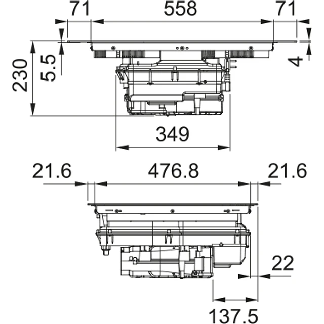 Placa de indução com exaustor Franke FSM 7081 HI, 70x52cm