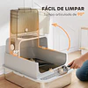Caixa de Areia para Gatos em Aço Inoxidável para Gatos Grandes com Tampa Basculante Laterais Altas 70x50x46,5 cm Cinzento
