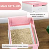 Caixa de Areia para Gatos Dobrável Caixa de Areia para Gatos Fechada com Bandeja Removível e Pá 47,5x35,5x36,7cm Rosa