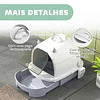 Caixa de Areia para Gatos Fechada com Tampa e Bandeja Amovíveis Filtro de Carvão e Pá 40,5x52x39 cm Branco e Cinza