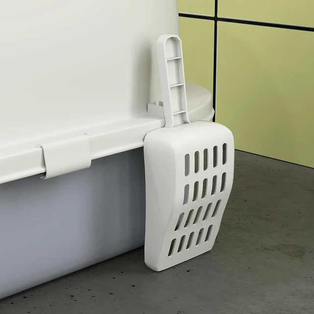 Caixa de Areia para Gatos Fechada com Tampa e Bandeja Amovíveis Filtro de Carvão e Pá 40,5x52x39 cm Branco e Cinza
