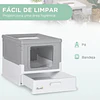 Caixa de Areia para Gatos Dobrável Caixa de Areia para Gatos Fechada com Bandeja Removível e Pá 47,5x35,5x36,7cm Cinza
