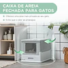 Caixa de Areia para Gatos Dobrável Caixa de Areia para Gatos Fechada com Bandeja Removível e Pá 47,5x35,5x36,7cm Cinza