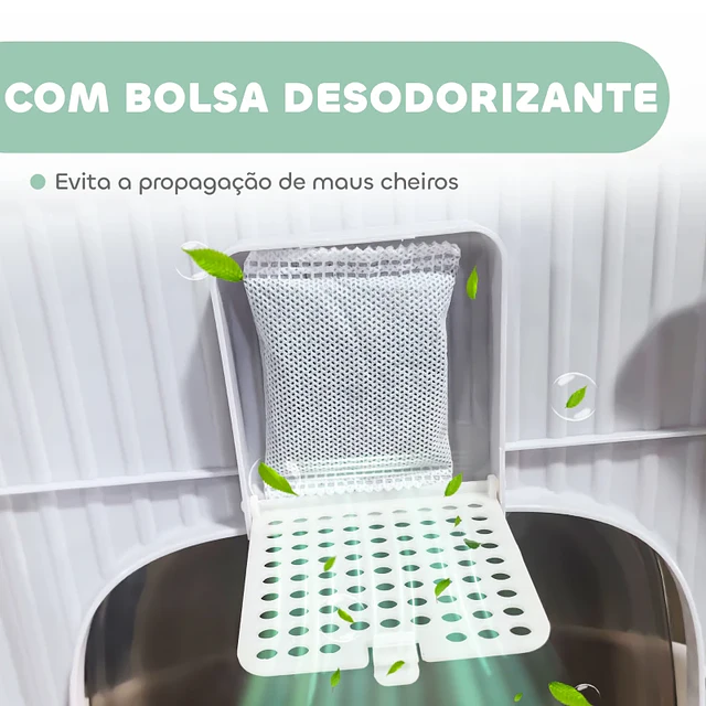 Caixa de Areia para Gatos Fechada com Entrada Frontal Saída Superior Tampa Amovível Bandeja e Pá 40,5x52,5x42,5 cm Verde