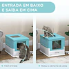 Caixa de Areia para Gatos Dobrável Caixa de Areia para Gatos Fechada com Bandeja Removível e Pá 47,5x35,5x36,7cm Azul