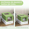 Caixa de Areia para Gatos Dobrável Caixa de Areia para Gatos Fechada com Bandeja Removível 47,5x35,5x36,7cm Verde Claro